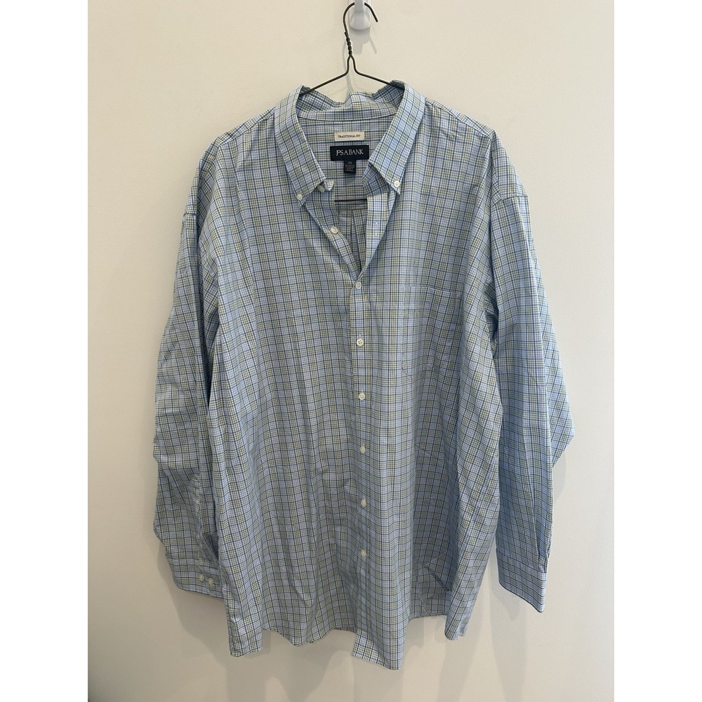 Jos. A. Bank - 2X - Traditional Fit Blue Green Plaid Cotton Button-Down